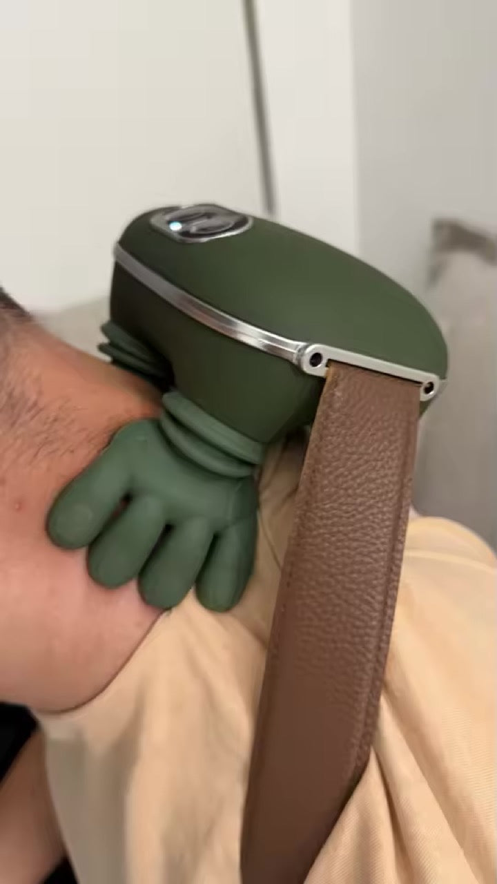 KneadFlow gripping the side of a customer's neck