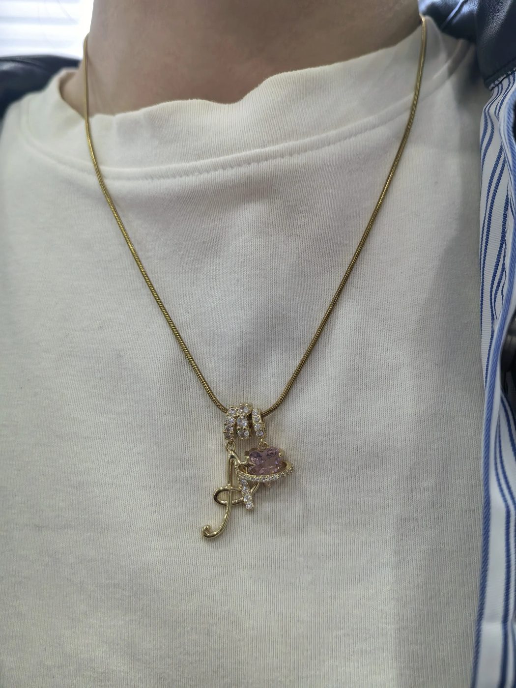 Unedited photo of the sparkle initial necklace, 1 of 7