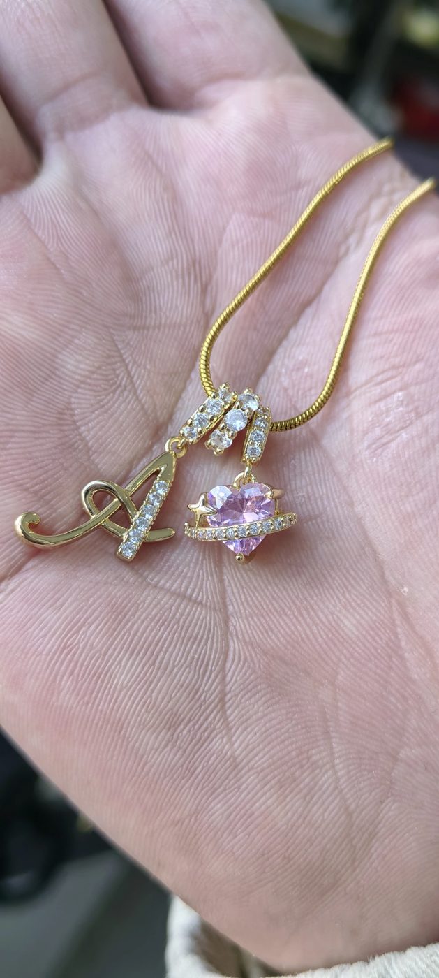 Unedited photo of the sparkle initial necklace, 7 of 7